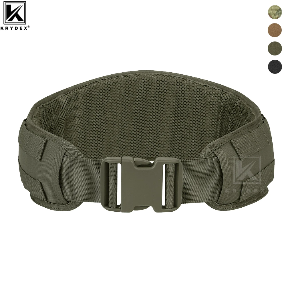 KRYDEX-Cinturón ajustable de combate táctico Molle para hombre, cinturón de combate de liberación rápida, suave, ancho, acolchado, cintura exterior, interior, pistola de tiro