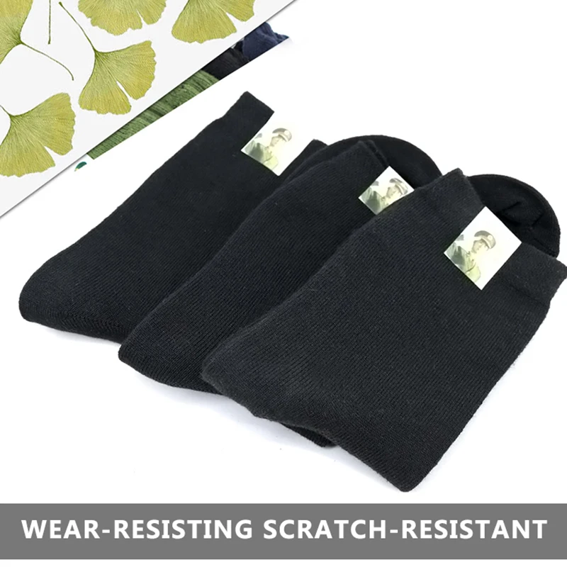 HAN WILD-Calcetines de algodón para hombre, medias de color negro, azul marino, informales, transpirables, cálidas, elásticas, para Primavera, Otoño e Invierno - imagen 4