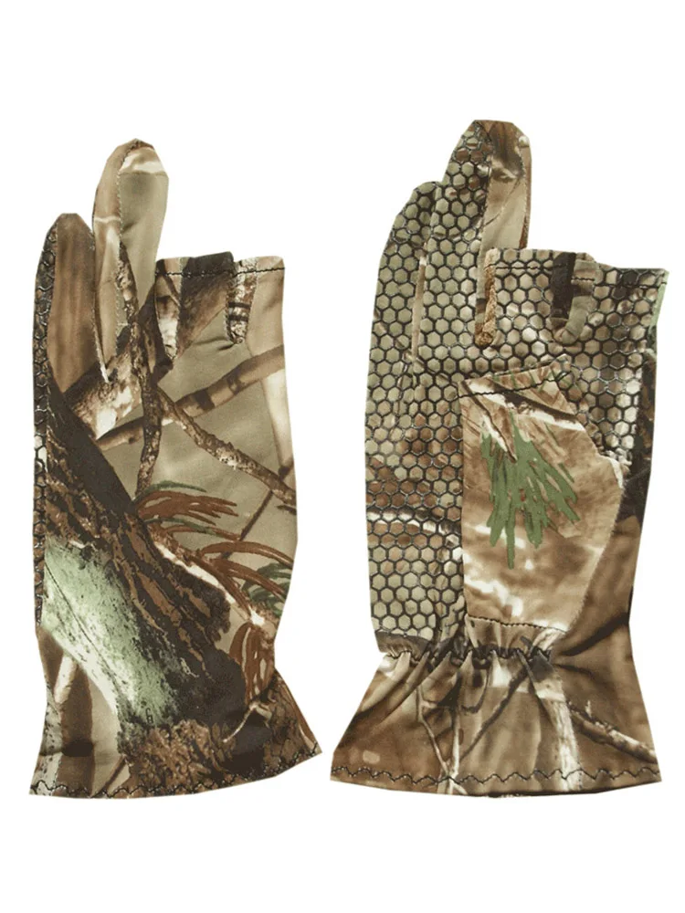 Guantes de ciclismo de pesca antideslizantes sin dedos de verano guantes de caza de camuflaje biónico impermeables guantes finos transpirables de poliéster - imagen 4