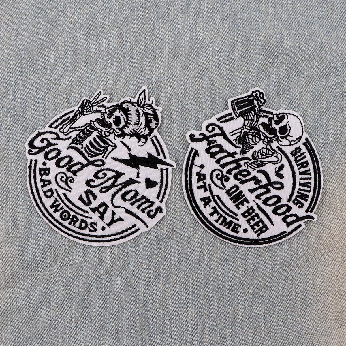 Parche bordado de esqueleto de Halloween, parches termoadhesivos Punk para planchar en la ropa, insignias de costura DIY - imagen 4