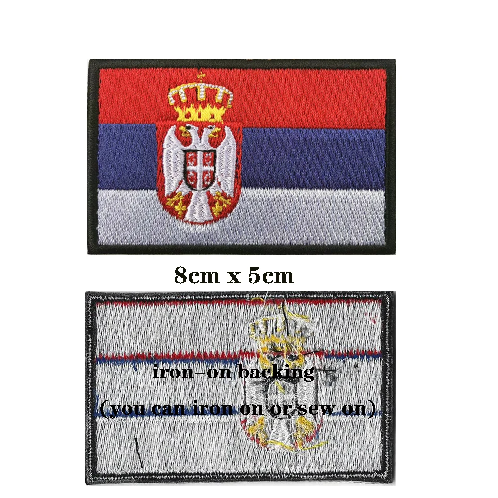 Parche bordado con la bandera de Serbia, banda para el brazo, gancho y lazo, insignia de planchado, tela militar, Moral, 1 unidad - imagen 2