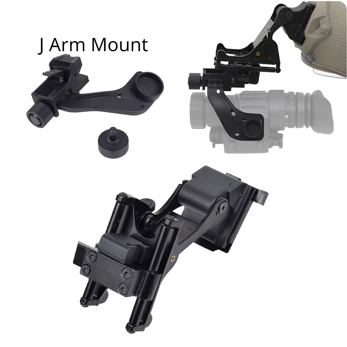 BOOIU J Arm soporte de visión nocturna para Monocular AN/PVS-14 NVG cola de milano alcance de visión nocturna táctico rápido casco montaje J brazo adaptador - imagen 5