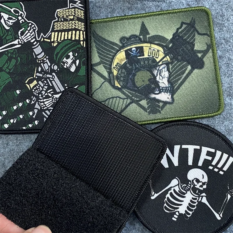 Parche con estampado de Calavera, insignia de moral táctica militar, gancho y lazo, brazalete, mochila, apliques de ropa, pegatinas de decoración - imagen 3