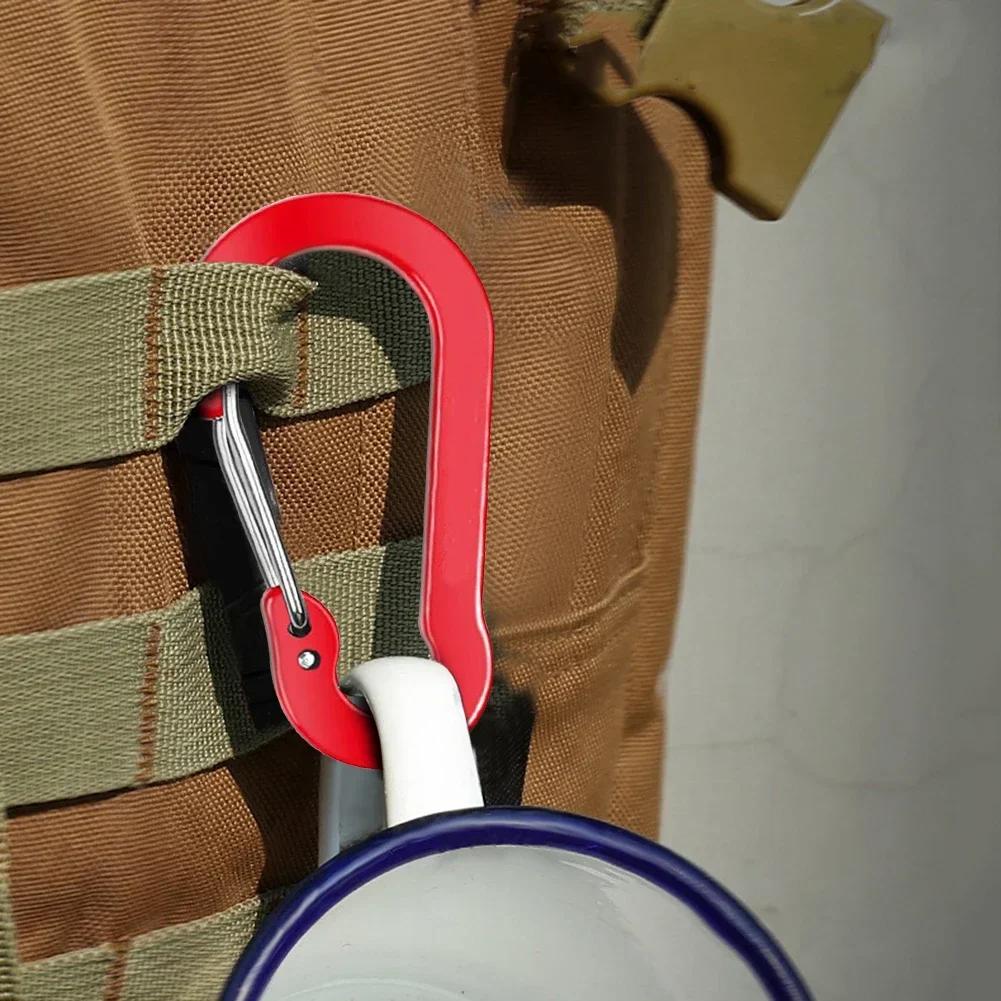 6 uds mosquetón Clip aleación de aluminio llavero hebilla de bloqueo Snap D-Ring Clip mochila al aire libre Camping multiherramienta pesca senderismo gancho - imagen 3