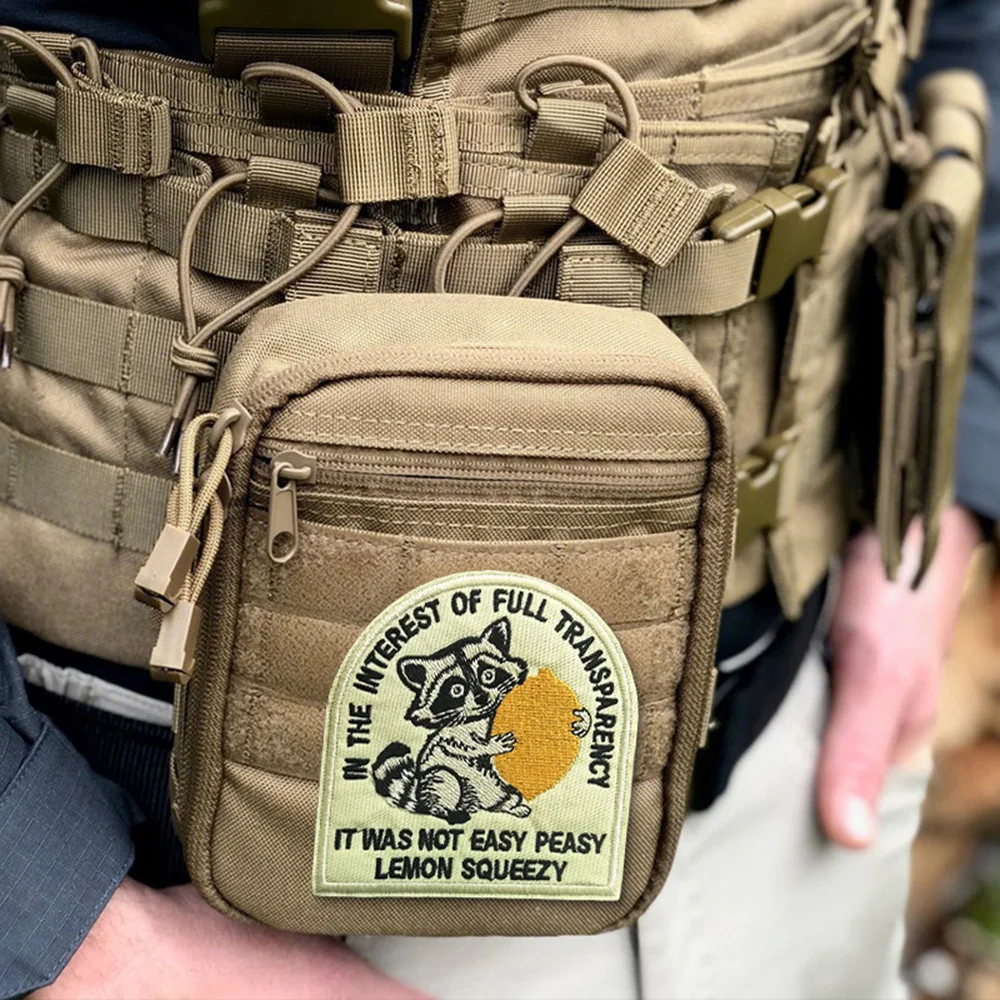 Parche bordado táctico de mapache y limón, insignia de moral militar, pegatinas para mochila, brazalete con gancho y bucle, aplique para casco - imagen 3