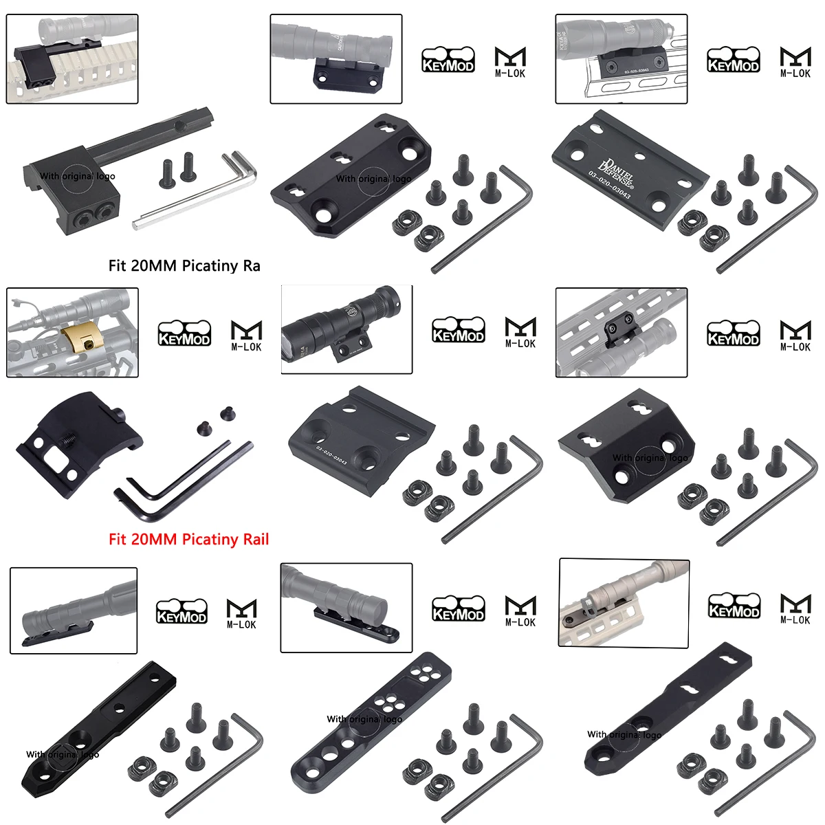 Serie ARIS táctica Surefire M300 M600 montaje de explorador compensado M lok Keymod SMR Base de riel caza Airsoft soporte para linterna - imagen 4