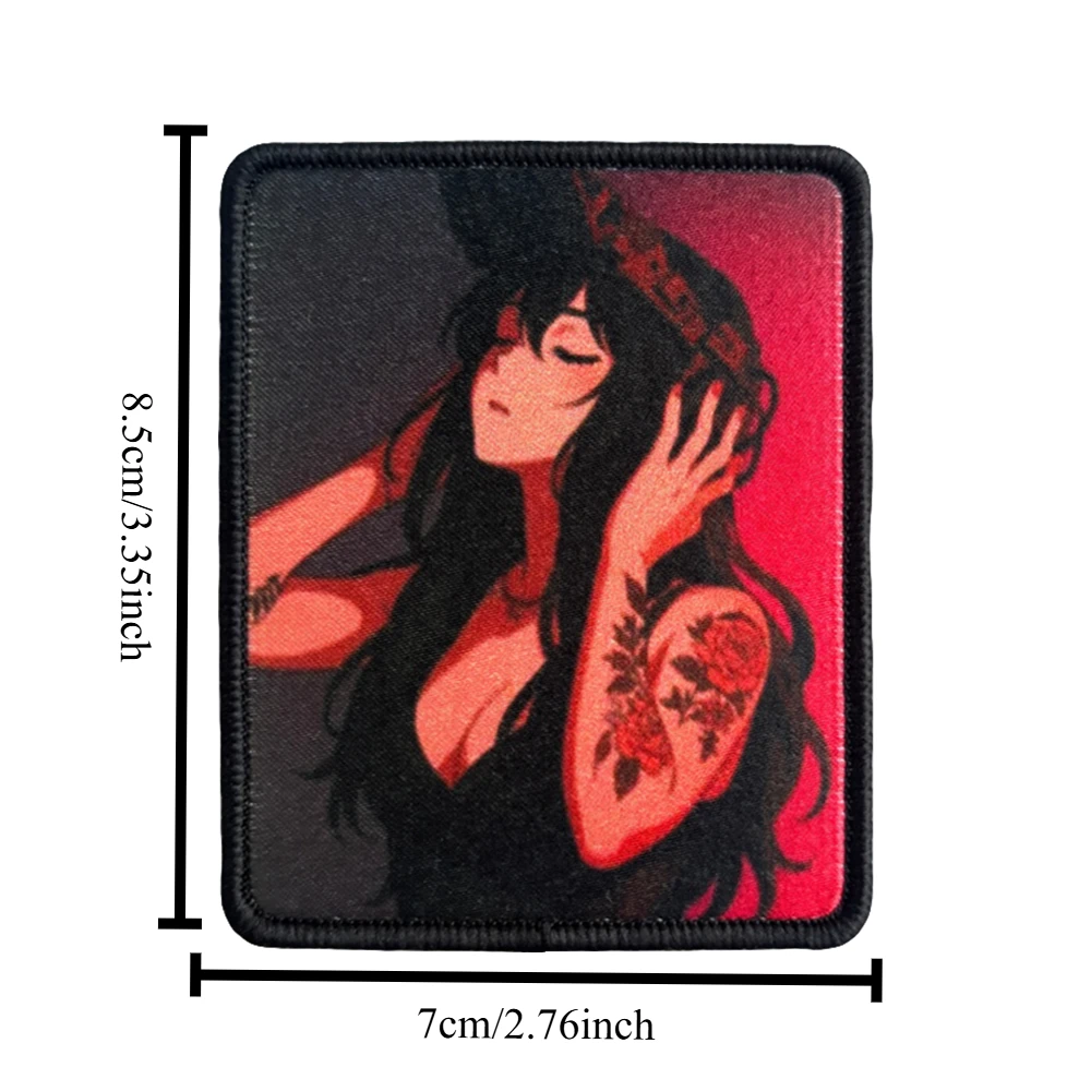 La chica que escucha la música parches tácticos Anime gancho y bucle sujetador insignia de moral militar brazalete mochila pegatinas - imagen 2