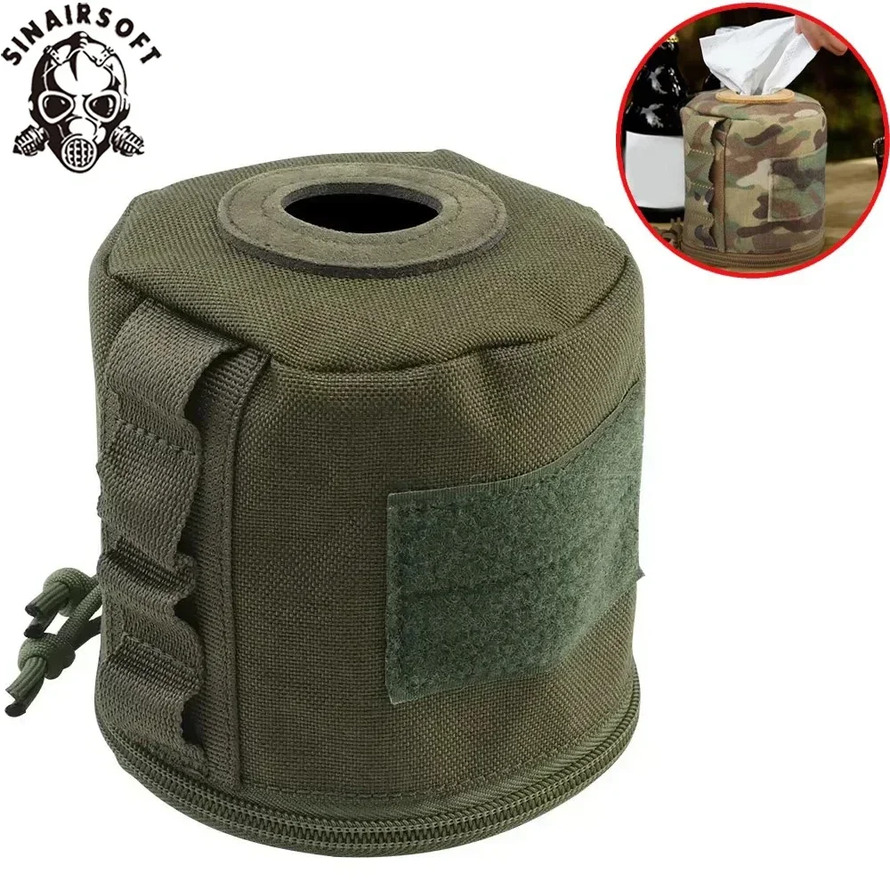 SINAIRSOFT Tactical Toilet Roll Paper Storage bag Portable Molle Holder Pouch Round Case Camping Hiking Tissue Paper Bags - imagen 2