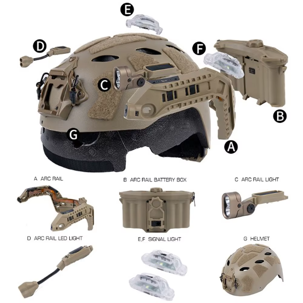 Casco táctico ARC Rail modular con caja de batería para caza y Airsoft - imagen 4