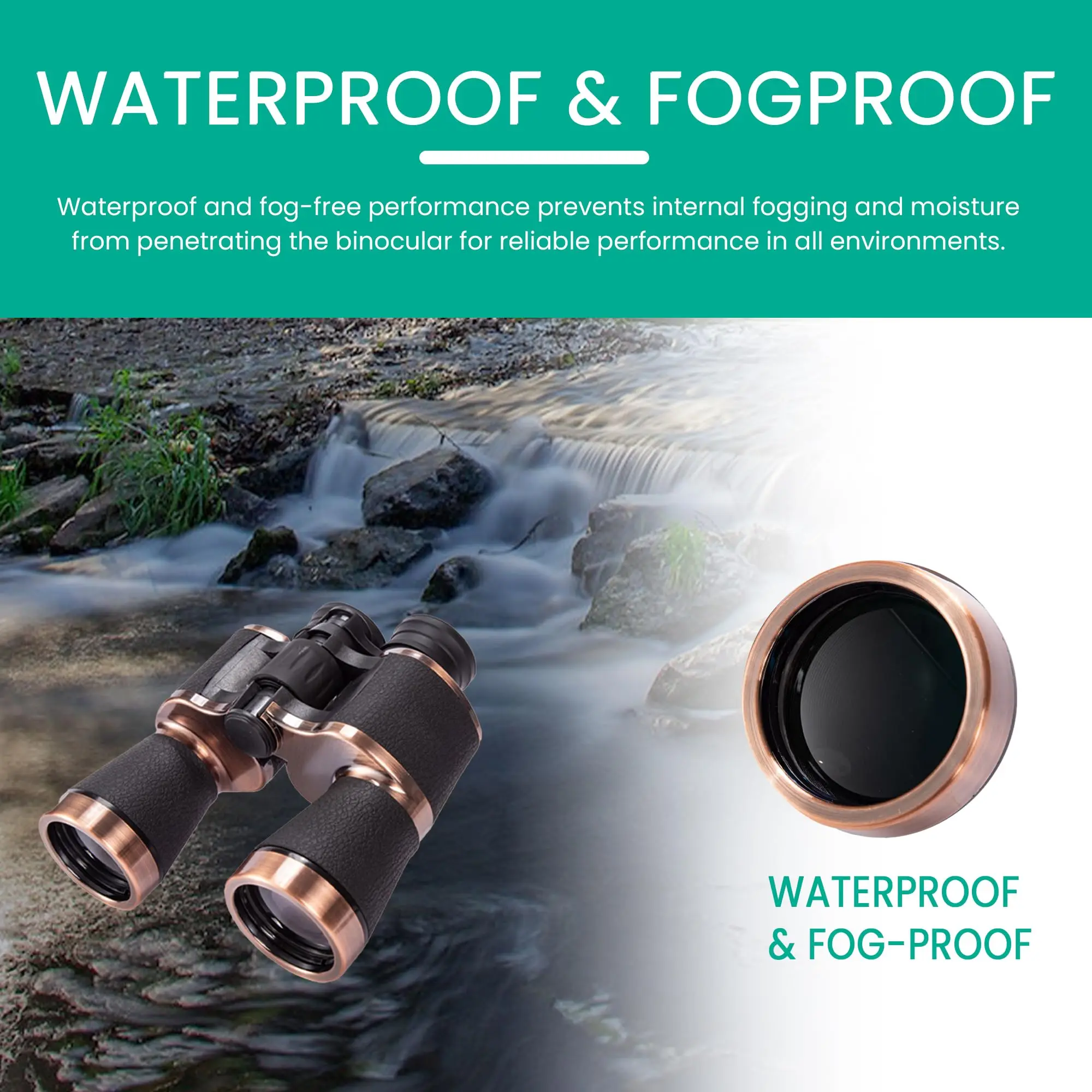 Binoculares HD 20x50 para adultos, binoculares profesionales impermeables, telescopio de visión grande con visión clara y baja luminosidad, deportes al aire libre - imagen 3