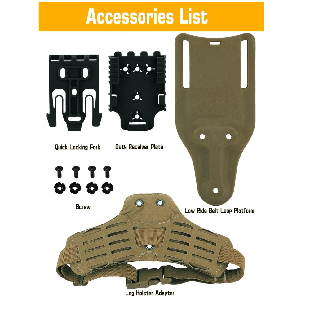 Plataforma de pierna caída para caza, funda de pistola, adaptador de pierna Molle para muslo, plataforma de bucle de cinturón Universal de giro bajo con kit QLS para G - imagen 3