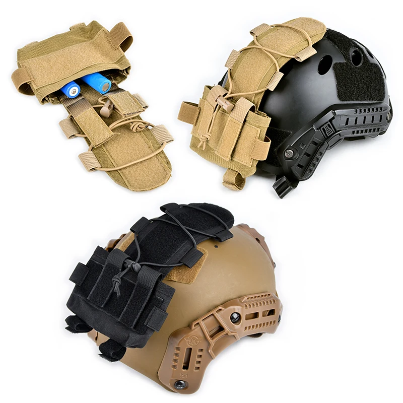 Wadsn bolsa de batería de casco táctico MK2, fibra de nailon, bolsas de baterías de caza al aire libre con cordón elástico para actividades de Camping - imagen 3