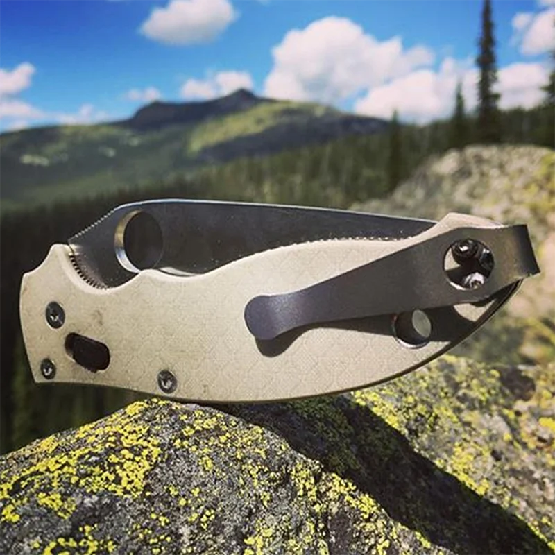 Cuchillo plegable de aleación de titanio Para Spyderco, abrazadera de cintura de bolsillo, Clip trasero, 2, C81, Delica, C11, C10, Para 3, Manix 2, G10, 1 Juego - imagen 3