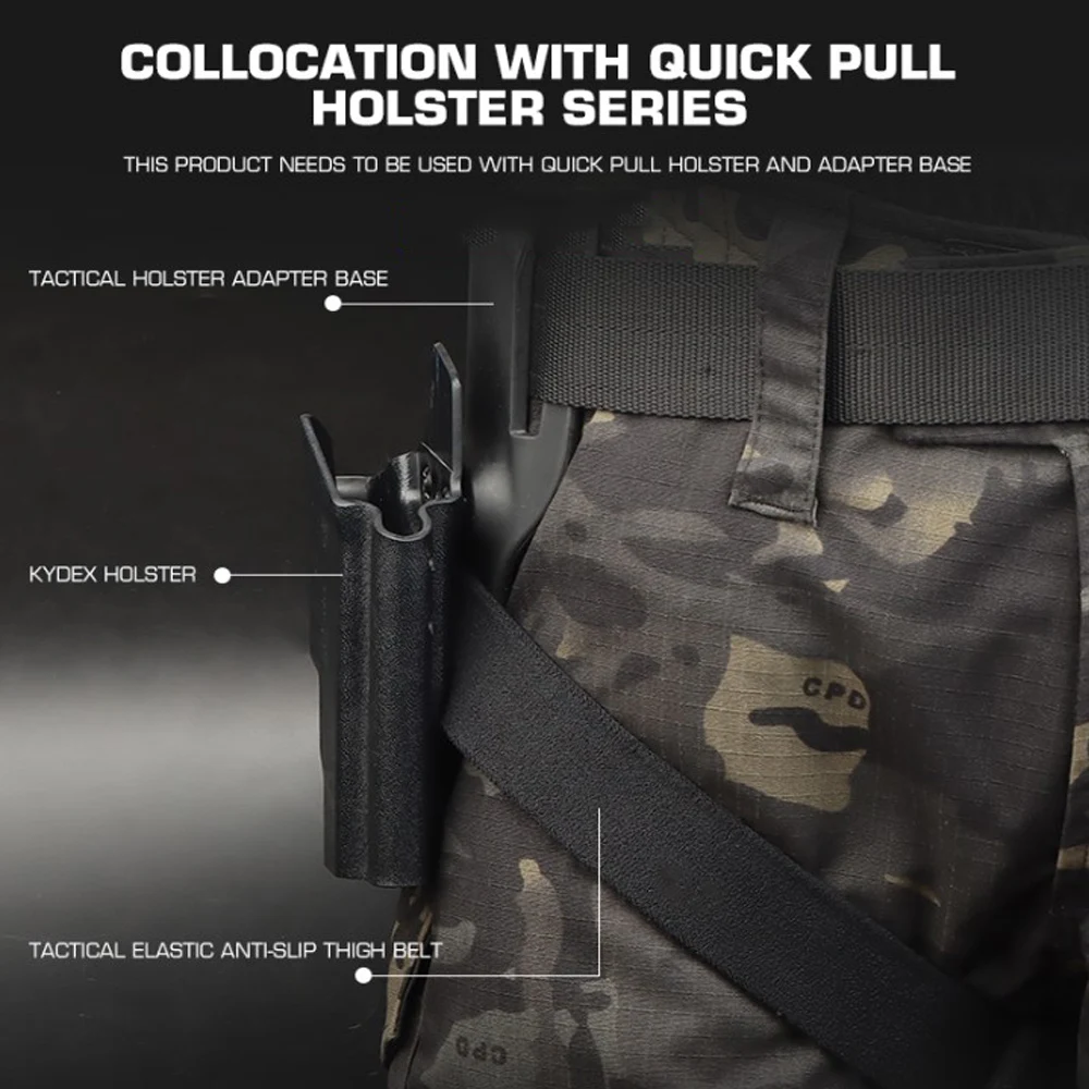 Cinturón táctico elástico antideslizante para muslo, accesorios para funda de pistola, Compatible con plataforma de pierna caída QLS - imagen 5
