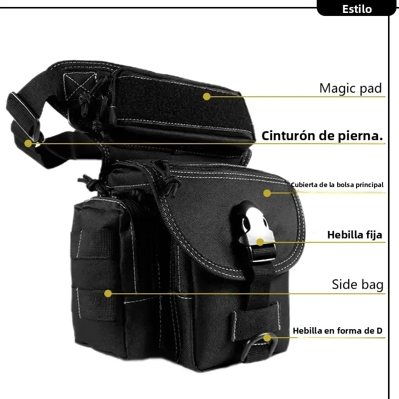 Bolsa de pierna para exteriores, cinturón, sistema Molle, paquete de nailon duradero portátil de alta resistencia, bolsas tácticas multifuncionales para piernas - imagen 3