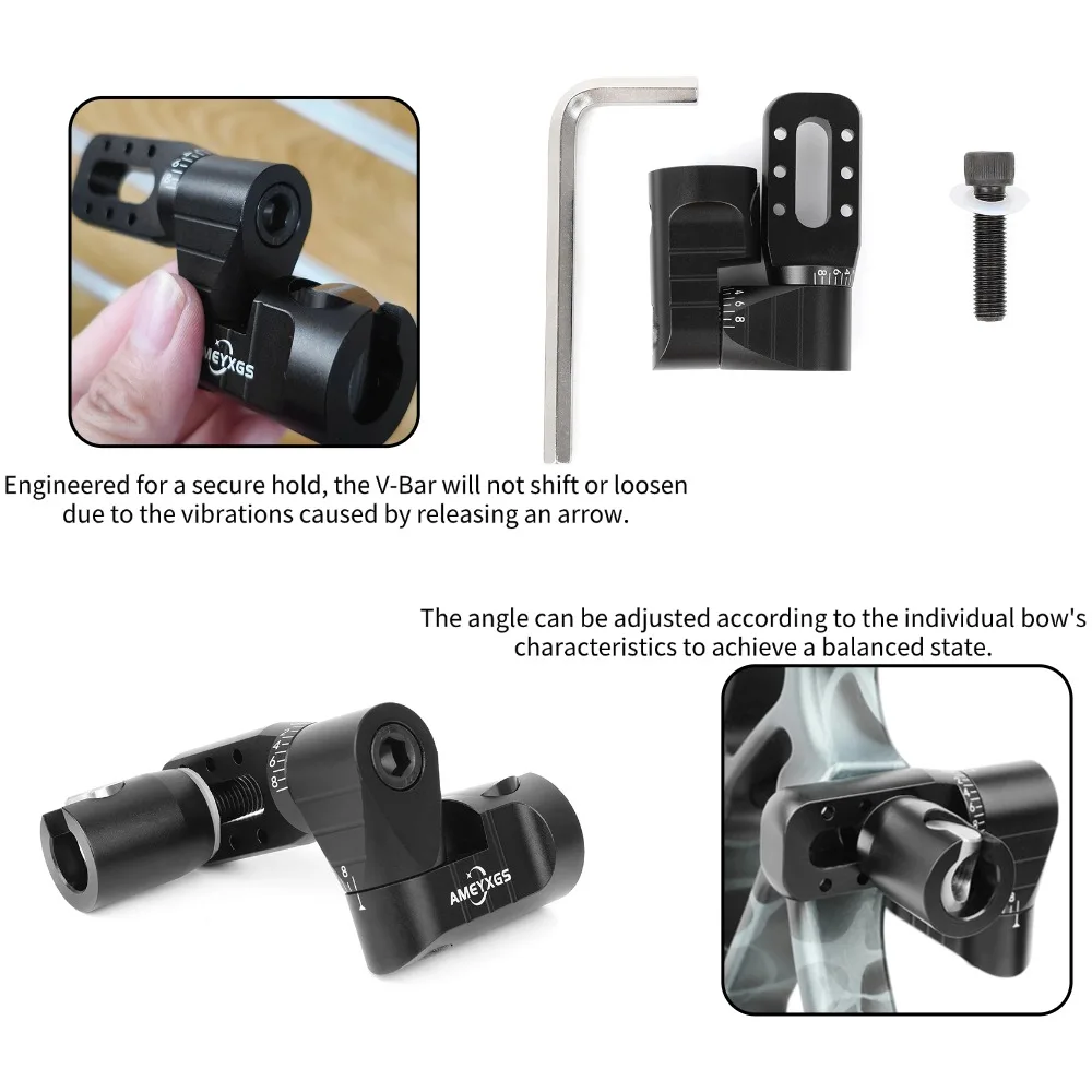 Estabilizador de arco de tiro con arco, barra en V de un solo lado, liberación rápida para barra de equilibrio, varilla estabilizadora, barra en V ajustable, objetivo de tiro con arco - imagen 3
