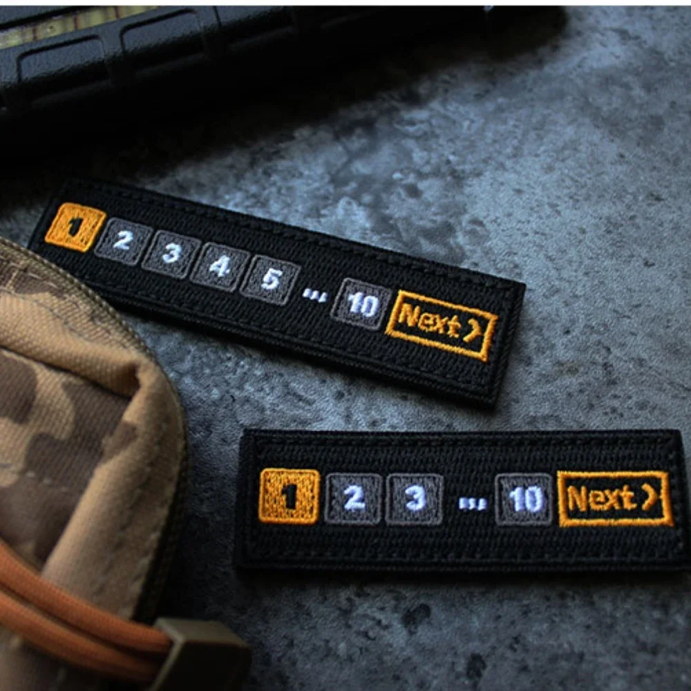 Parche de gancho y bucle largo con número de barra de uno a diez emblemas siguientes, tira de pecho bordada completa, pegatinas de chaleco táctico de mochila al aire libre - imagen 2