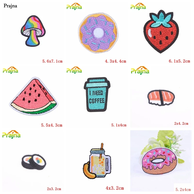 Parche bordado de dibujos animados, parche termoadhesivo para planchar en la ropa, pegatinas para coser alimentos y frutas, 10 unids/lote - imagen 3