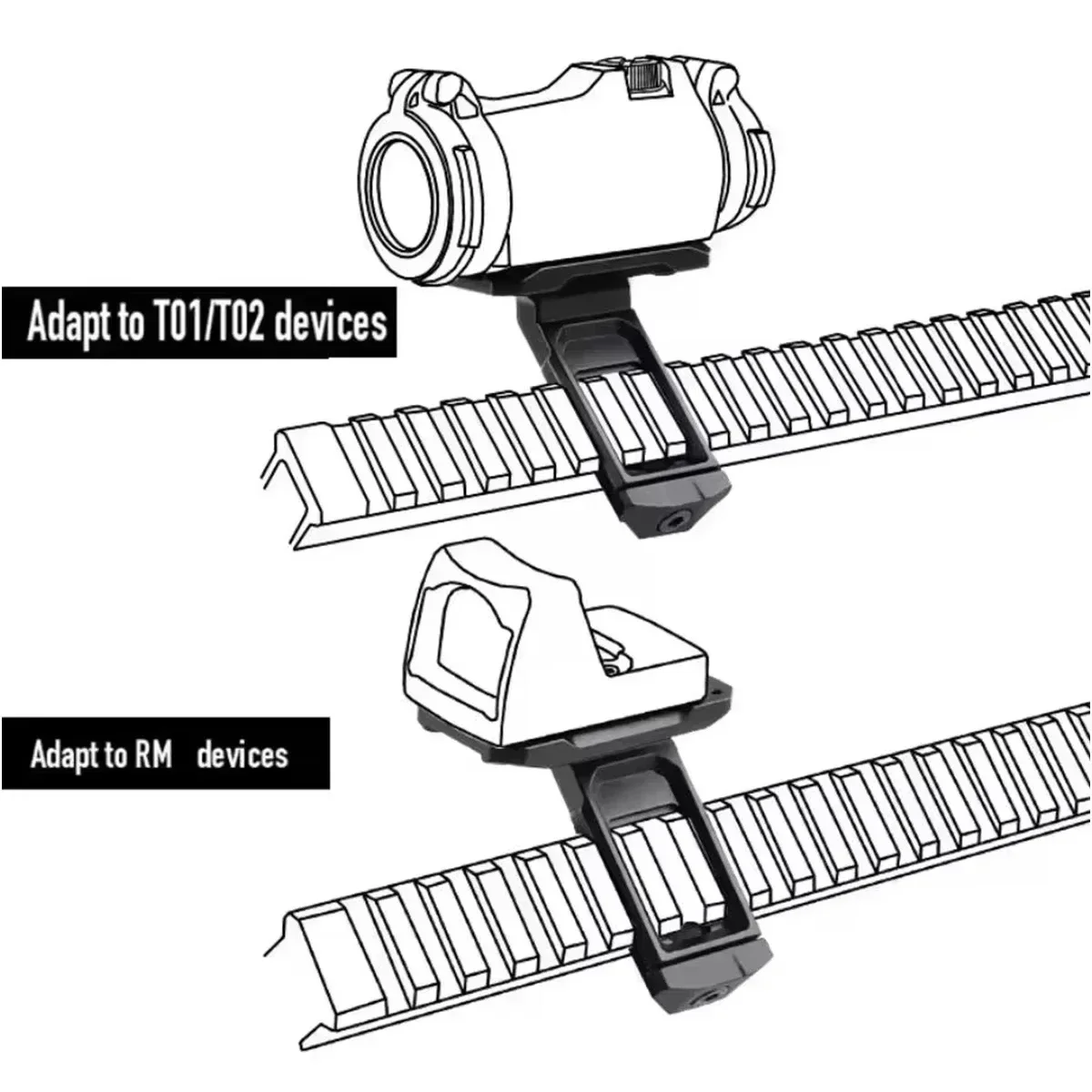 Nuevo Metal 35 ° /45 °   Soporte óptico compensado para T01 T02 RM Red Dot holográfico OM45 soporte de 45 grados apto para riel de 20mm - imagen 3