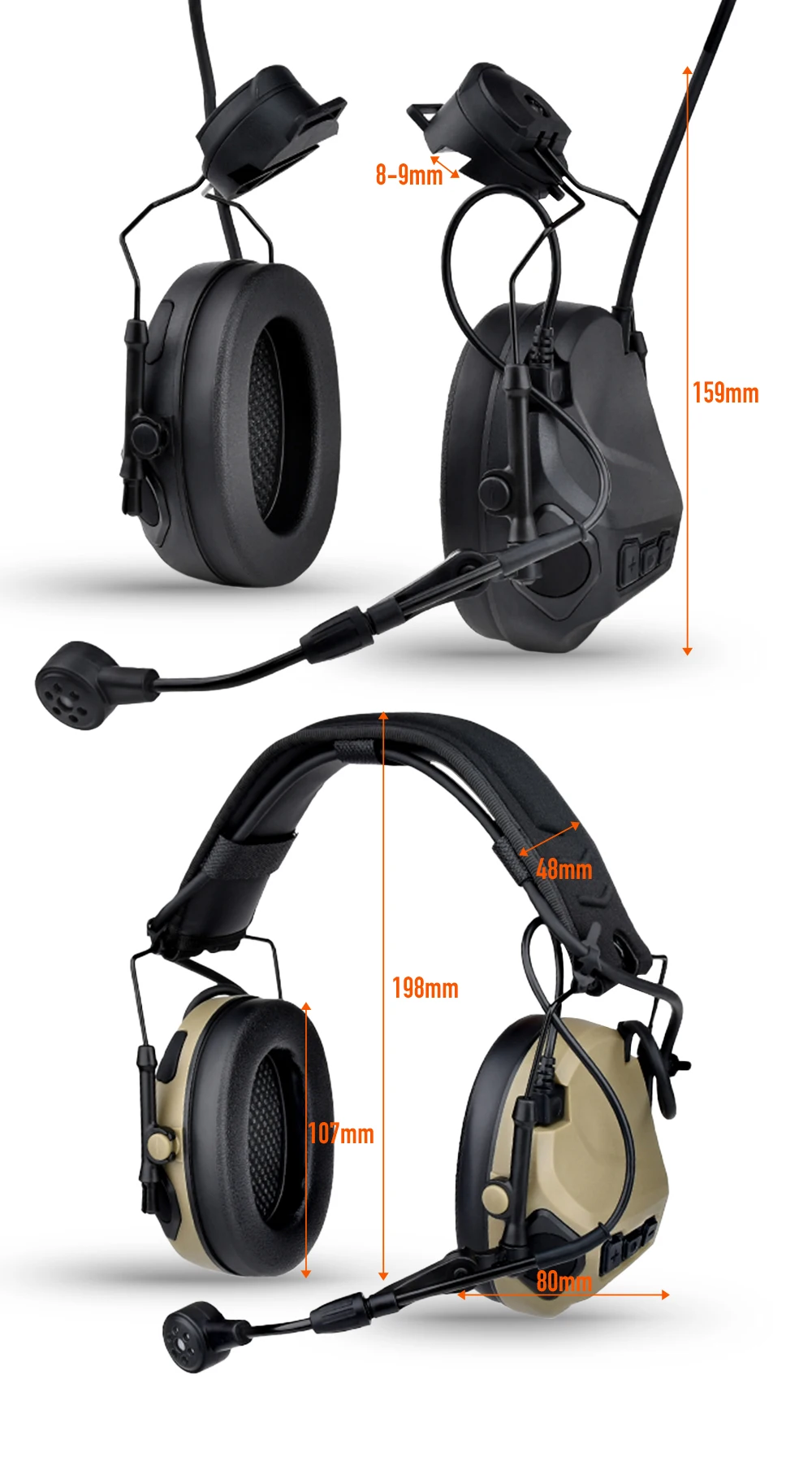 Auriculares en uso sobre la cabeza