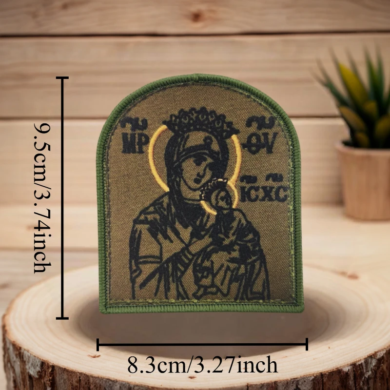 Parche con estampado de la Virgen María, ángel guardián, gancho y bucle, insignia de moral táctica, mochila, parches adhesivos decorativos para ropa - imagen 3