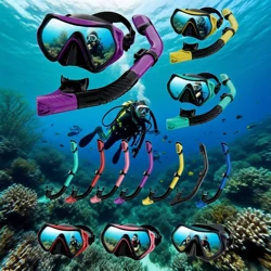 JSJM-mascarilla de buceo profesional, espejo de buceo, juego de tubos de respiración, gafas de silicona suave, gafas de natación, Kit de snorkel para adultos
