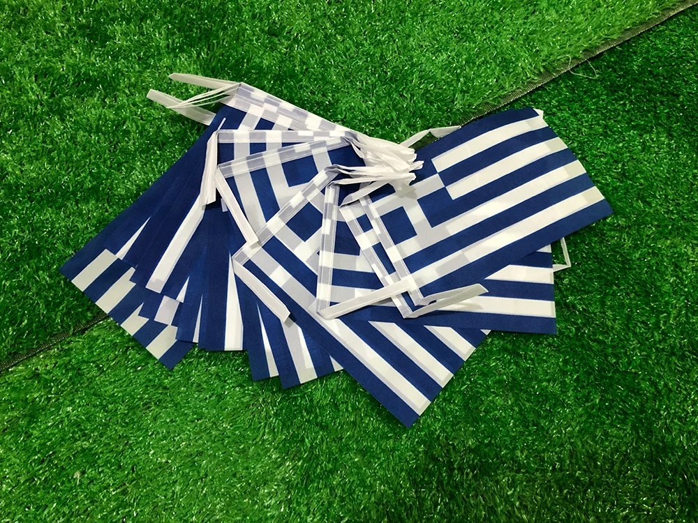 Bandera del cielo de Grecia, banderines voladores de poliéster, 14x21cm, 20 unidades por lote - imagen 4