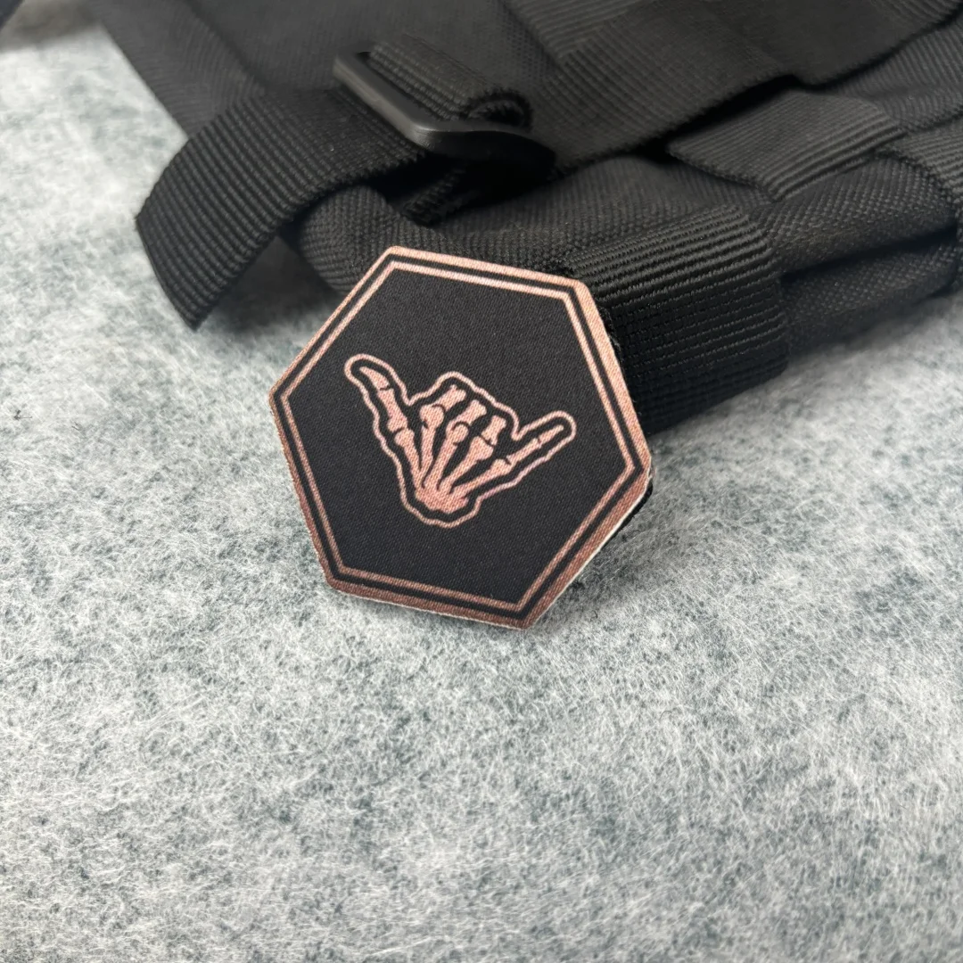 Parche táctico con dedos de esqueleto, parches de gancho y bucle impresos para mochila, insignia de moral militar, brazalete del ejército, apliques, pegatinas para sombrero - imagen 5