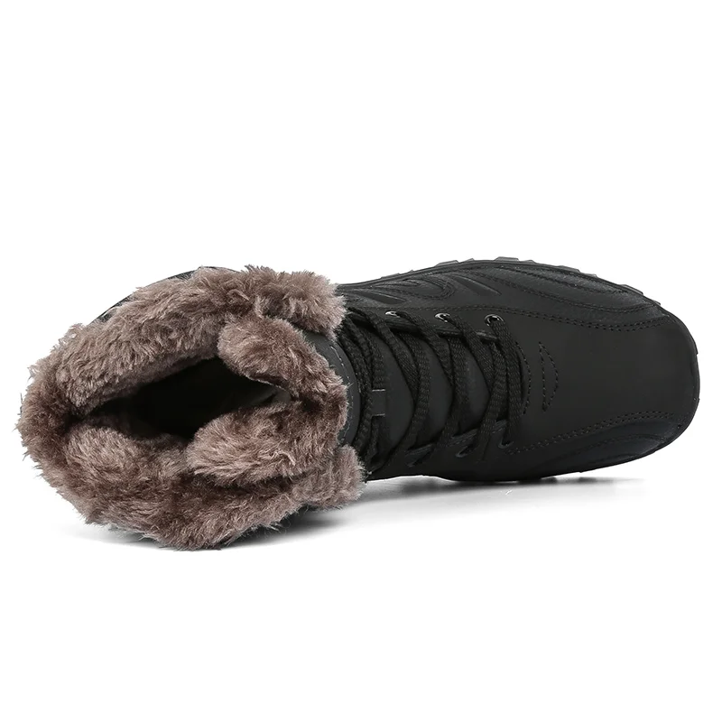 HIKEUP-Botas de algodón para hombre, zapatos tácticos militares de cuero genuino, para caza, senderismo y exteriores, talla grande, Invierno - imagen 3