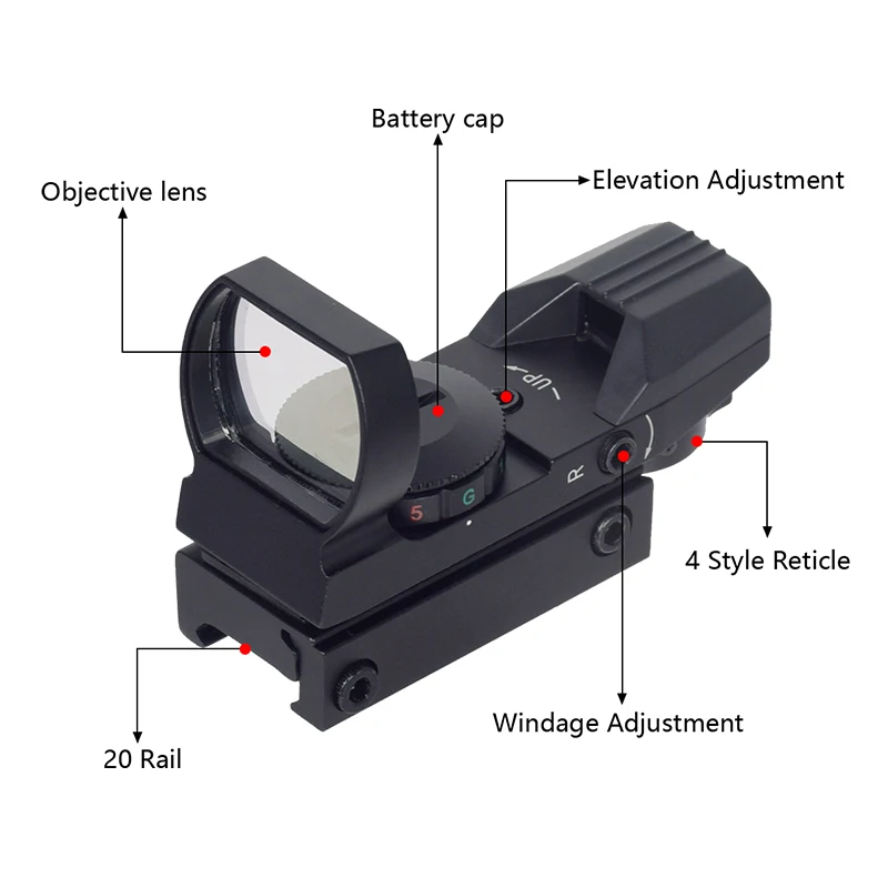 Soporte óptico de riel lateral AK, mira óptica de punto rojo, reflejo de tiro, mira para Rifle, mira telescópica holográfica para caza Ar15 M4 M16 - imagen 2