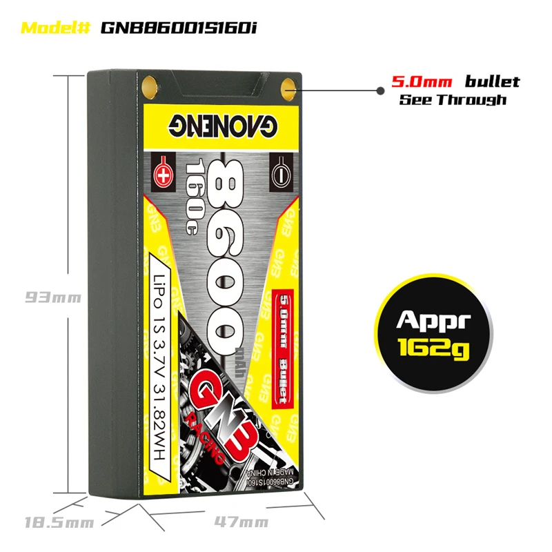 Batería para coches de carreras a control remoto, pila Lipo de 3,7 v, 8600mAh, 160c, para barcos todoterreno de cuatro salidas, piezas de repuesto, batería de 3,7 V con T/XT60 - imagen 2