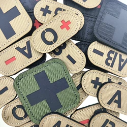 Parche de camuflaje 0 positivo tipo sangre A B O AB -IR reflejo en color trasero oscuro sombrero micro brazalete chaleco táctico Parche