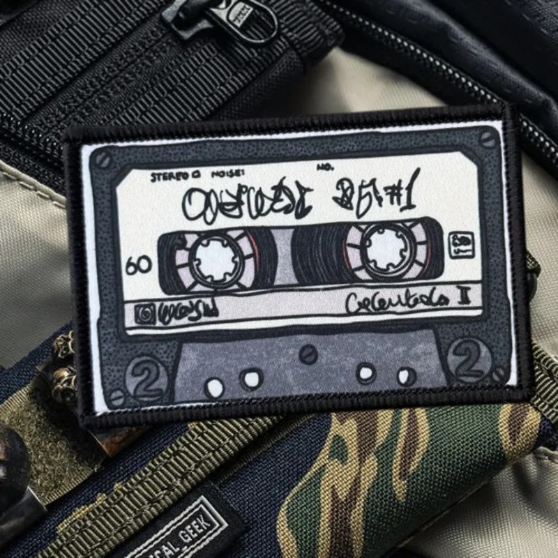 Parche impreso "Cassette", chaleco táctico, insignia de moral con gancho y bucle, pegatinas decorativas para mochila militar, parches para brazalete para ropa - imagen 5