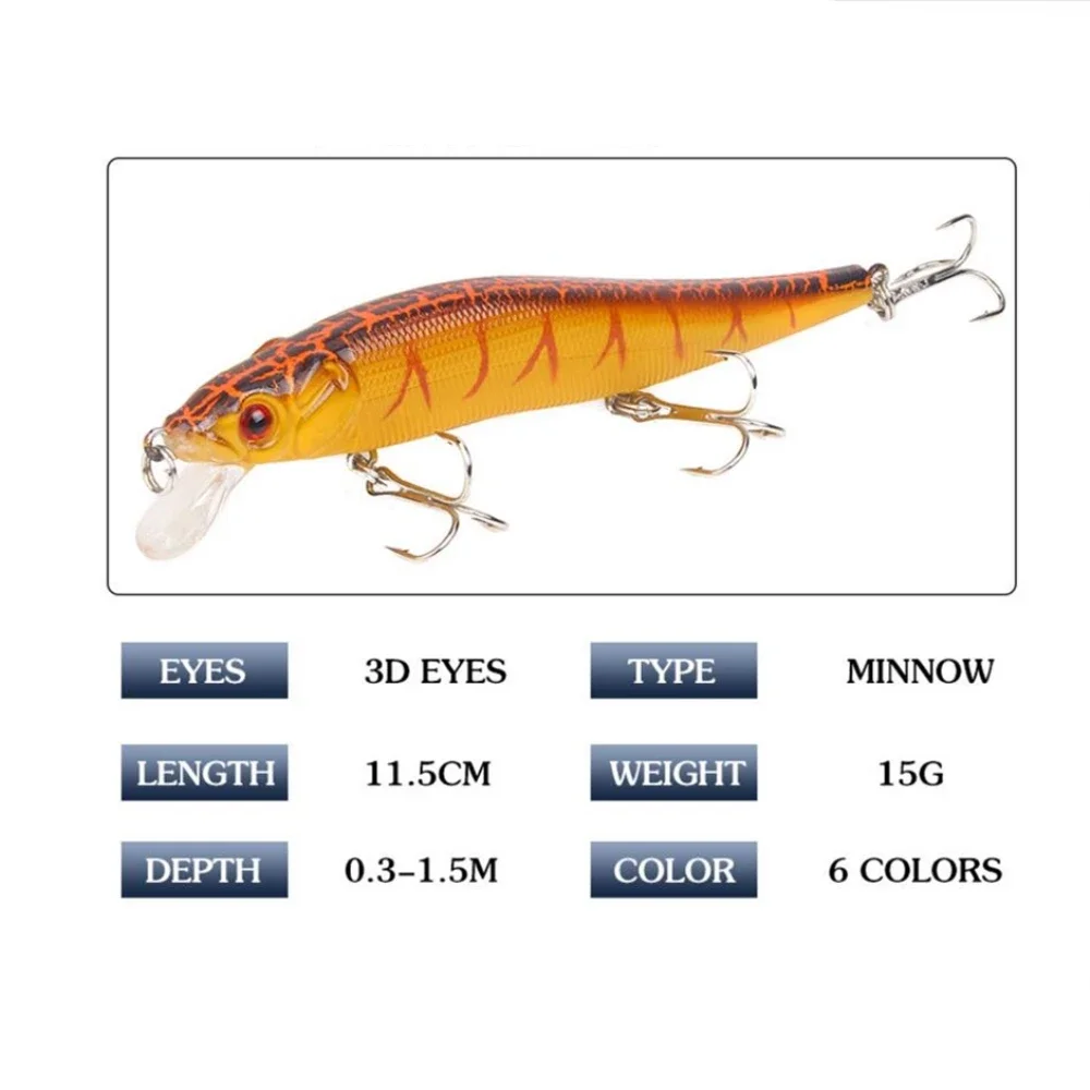 Señuelo de Pesca Minnow, 115mm, 13,5g, cebo duro que se hunde, plantilla Wobbler, Crankbait, carpa, lubina rayada, aparejos de Pesca, SwimBait, 1 ud. - imagen 5