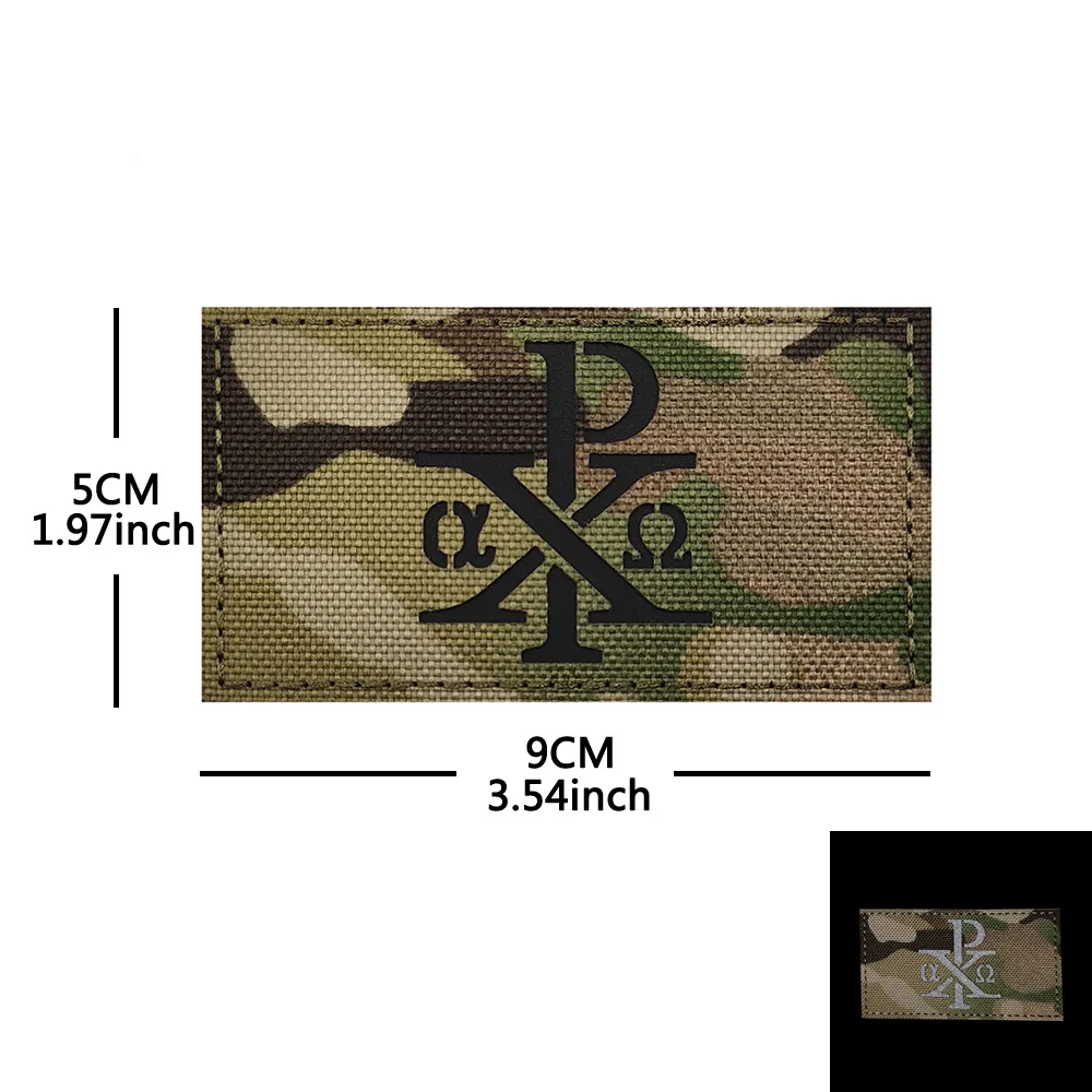 Gancho griego Chi-Rho que brilla en la oscuridad y fe loopo, símbolos Retro, parches reflectantes, insignias de moral de identificación nocturna - imagen 4