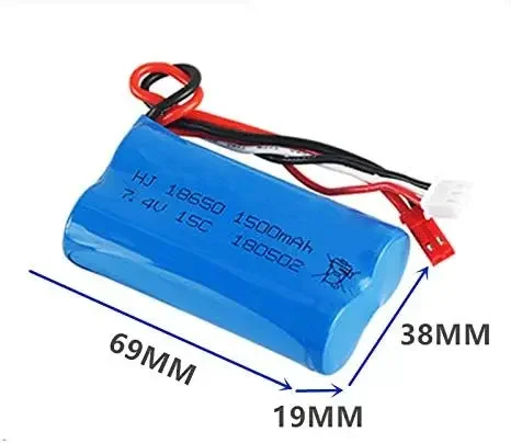 Batería de iones de litio de 7,4 V, 1500mAh, enchufe JST + cargador USB para HUANQI HQ957 948 848 MJX F45 T23 RC Car Double Horse 9118 RC Helicopter - imagen 2