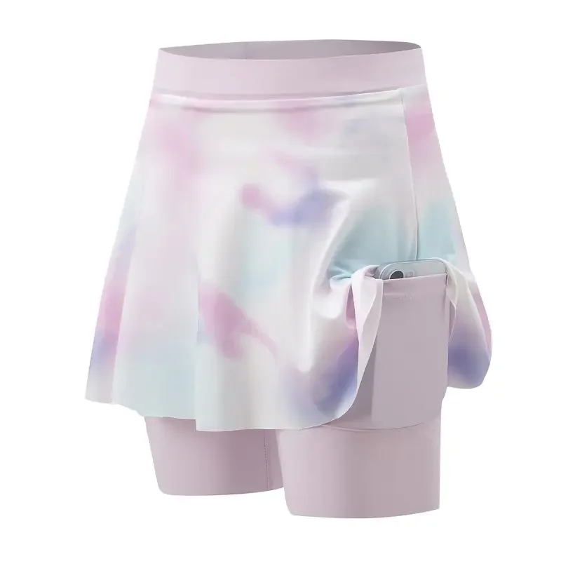 Faldas de béisbol para tenis al aire libre para niñas, falda exterior, pantalones cortos interiores, pantalones de una pieza, faldas deportivas informales con cintura elástica a la moda - imagen 4