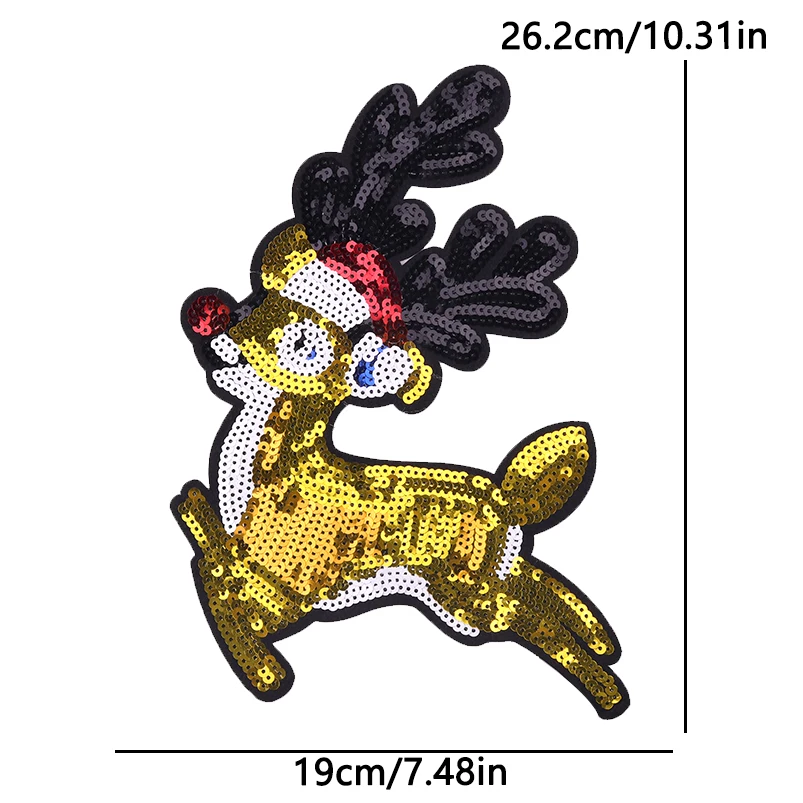 Parche de lentejuelas de Reno de Navidad para ropa, parches termoadhesivos, regalos de feliz carnaval, accesorios de ropa, insignias de Feliz Navidad - imagen 4