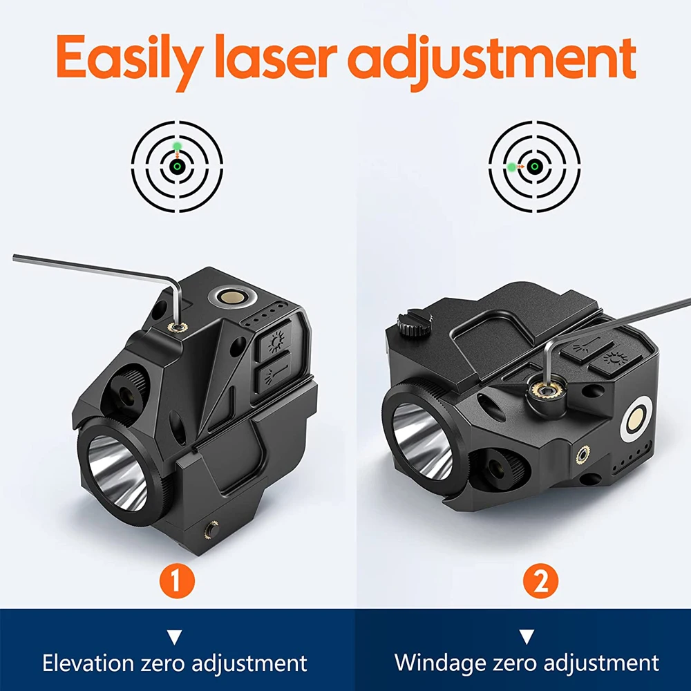 Arma táctica de 1000 lúmenes, luz de pistola, mira láser roja y verde, pistola recargable magnética, linterna ligera para riel de 20mm - imagen 5