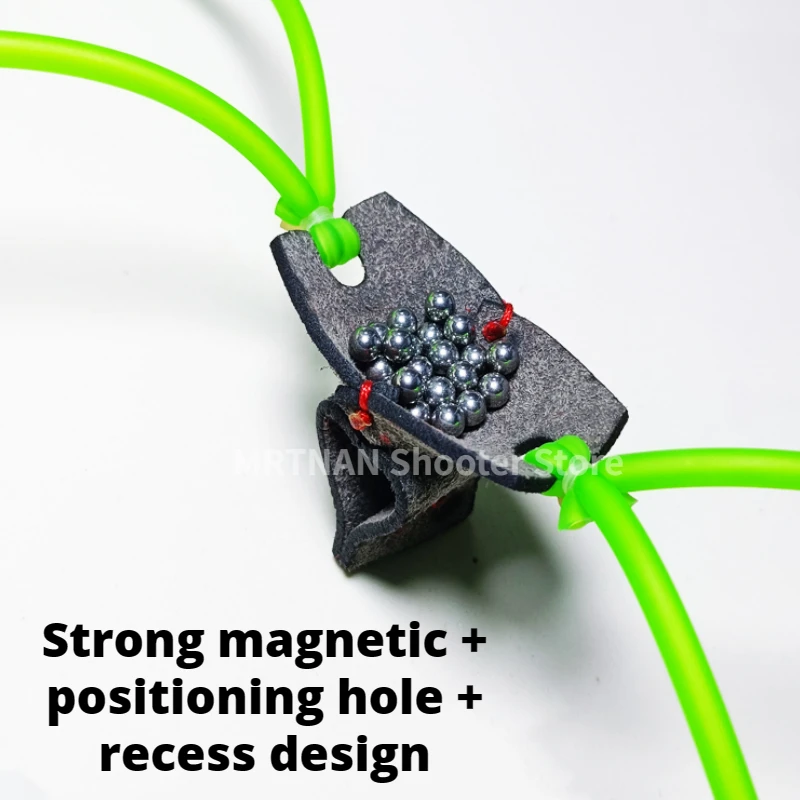Banda de goma de bolsillo de cuero profesional de gran capacidad, bola de acero absorbente para tiro, accesorios para tirachinas de caza al aire libre - imagen 4