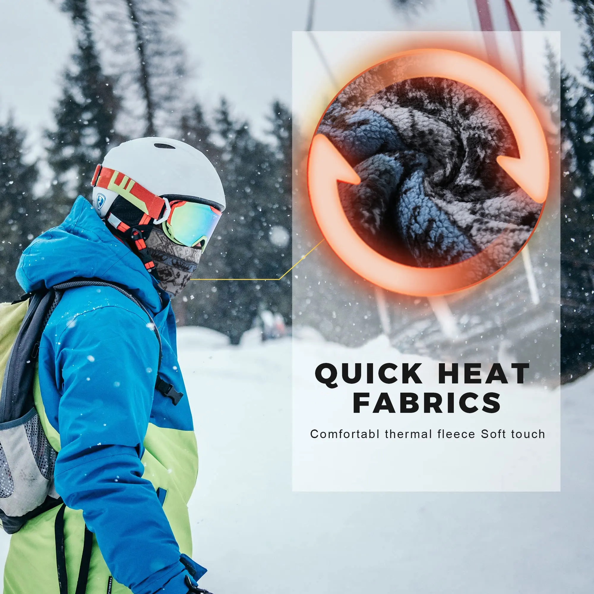 Pasamontañas para ciclismo, casco de lana, máscara facial completa, máscara cálida, esquí, bicicleta, deportes de ciclismo, pasamontañas, sombrero, accesorios de invierno para exteriores - imagen 5