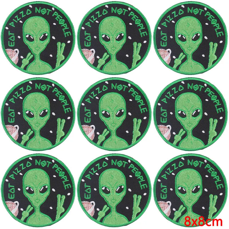 Parche bordado de Alien Ufo, parches termoadhesivos para planchar en la ropa, gancho de bucle, 10 unidades por lote - imagen 3