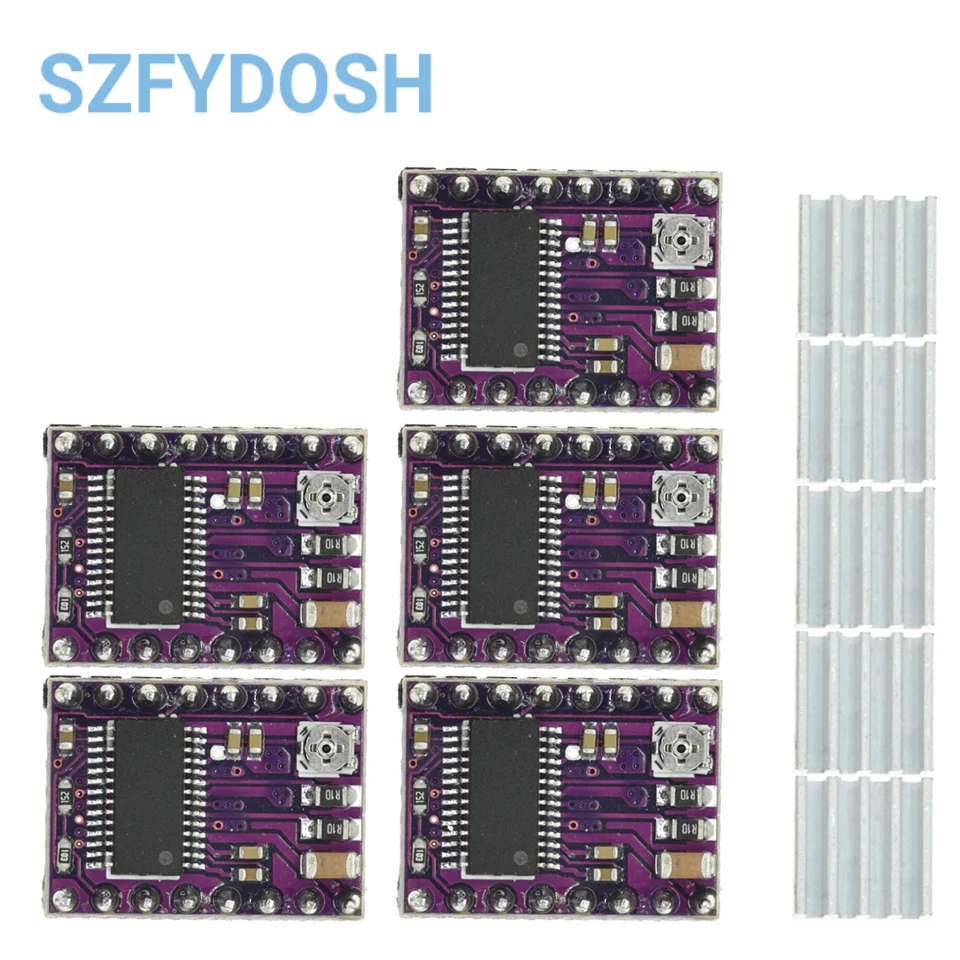 1/510 Uds piezas de impresora 3D StepStick A4988 DRV8825 controlador de Motor paso a paso con disipador de calor portador Reprap rampas 1,4 - imagen 3
