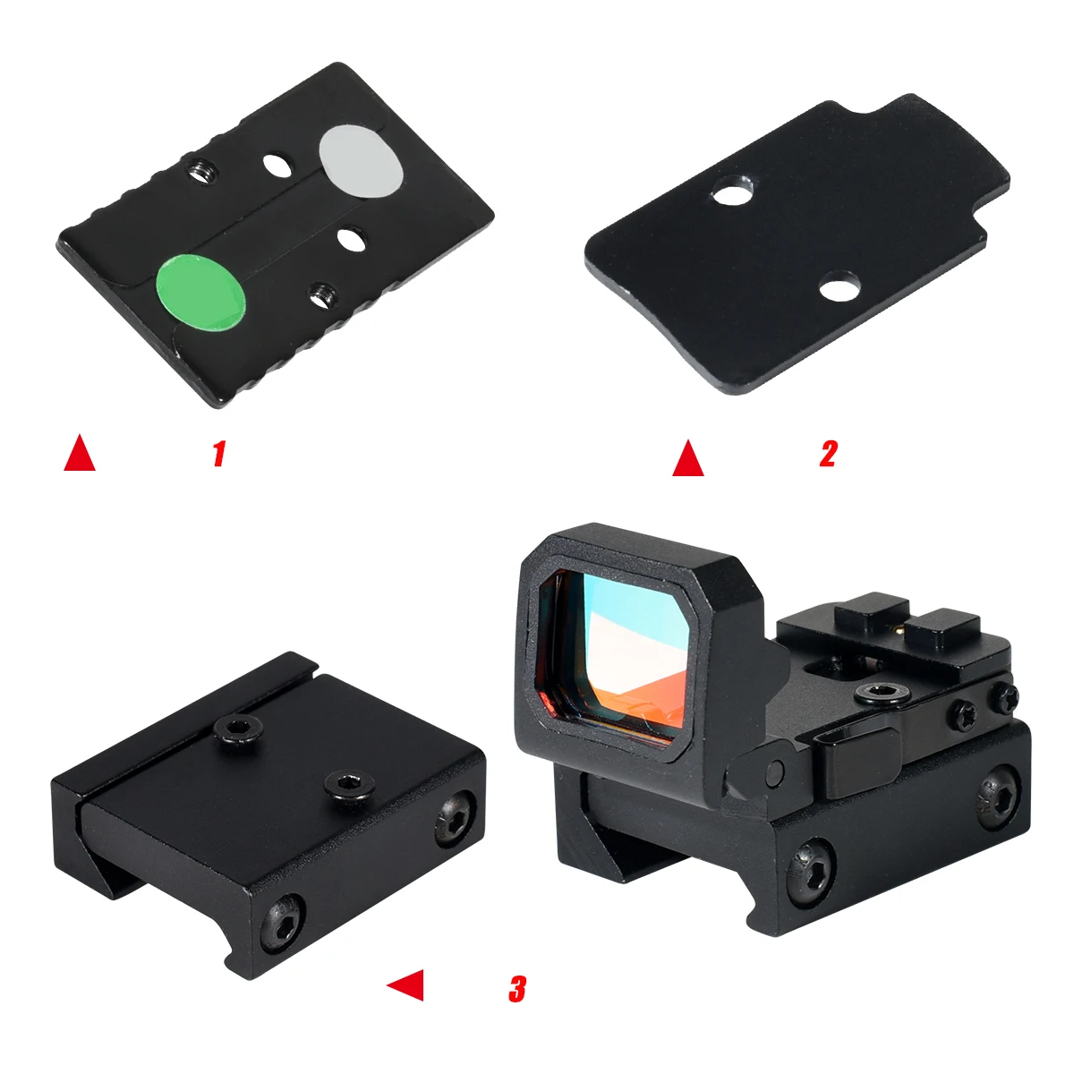 JH409 Mini plegable óptico punto rojo 3moa Reflex Mini Flip punto rojo mira táctica pistola de aire caza Rifle alcance - imagen 4