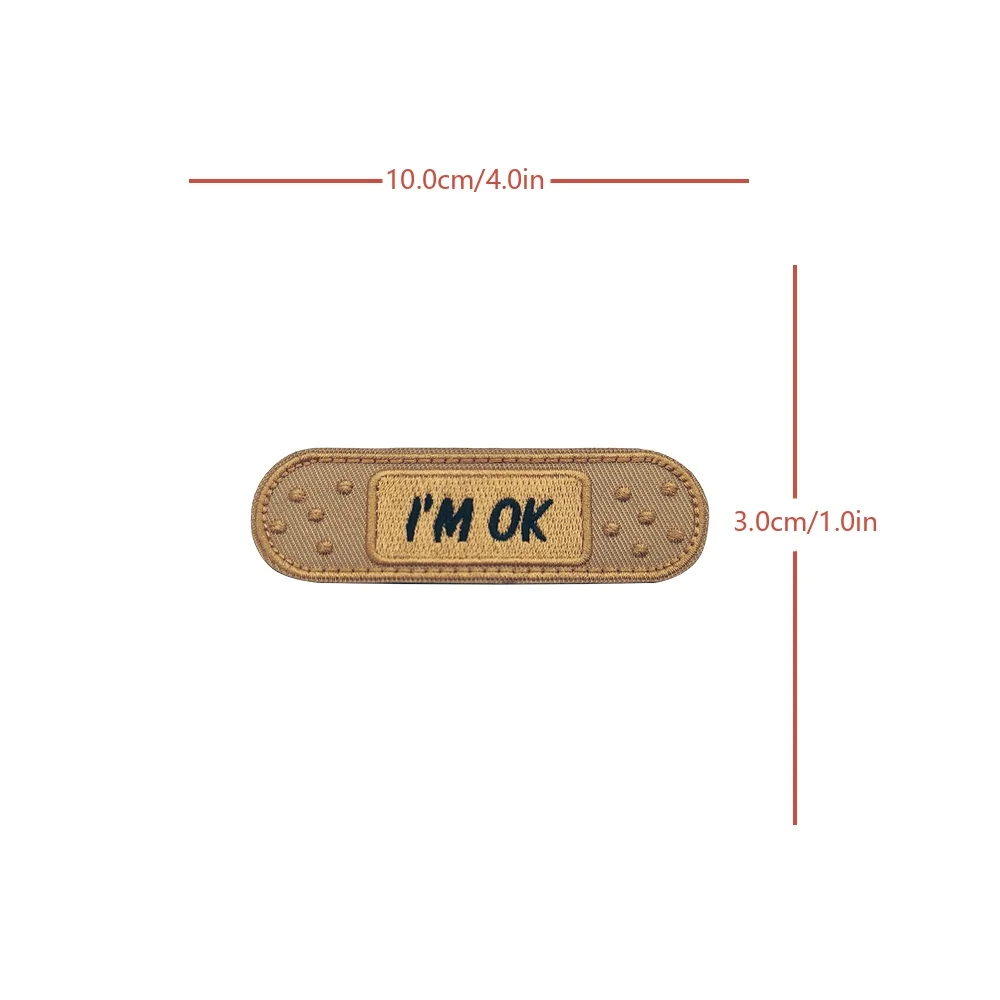 Parche táctico I'M OK Bandaid Morale Meme Velcros, pegatina divertida, insignia, cierre de gancho bordado para gorra, mochila Molle, pantalones vaqueros - imagen 5