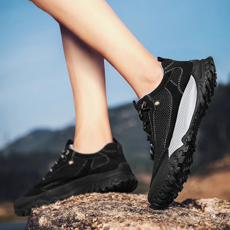 MERRTO-zapatos de senderismo transpirables para hombre, botas de trekking de malla para deportes al aire libre, zapatillas ligeras informales de montaña, zapatos de turismo al tobillo - imagen 5