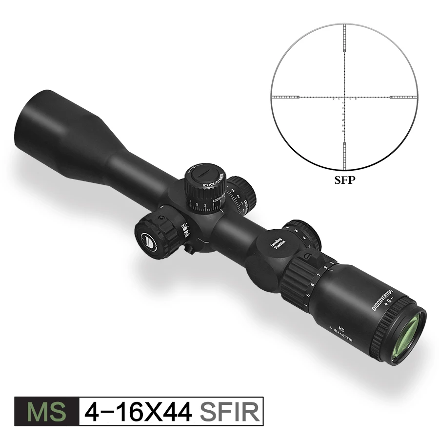 Discovery MS 4-16X44SFIR óptica a prueba de golpes mira para Rifle segunda visión plana Focal con iluminación roja y verde con anillo de montaje