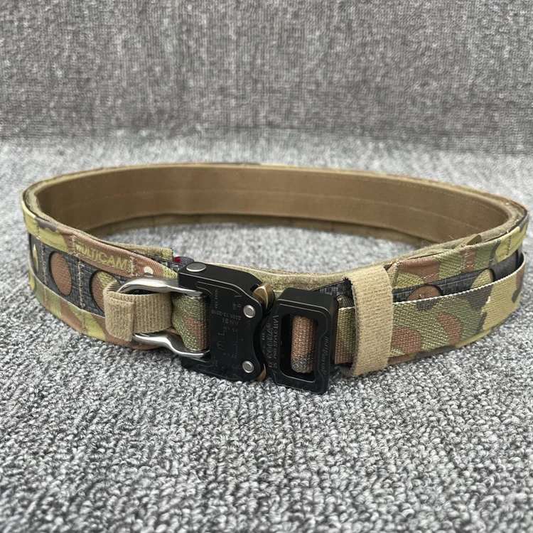 Cinturilla táctica para exteriores, cinturón de hierro con forma de doble botón, Material de hierro, bolsa militar interna y externa de Búfalo, nuevo - imagen 2