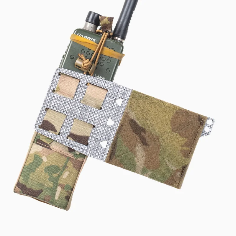 Bolsa de radio lateral táctica con correas MOLLE, ranura para radio incorporada y solapa expandible - imagen 2