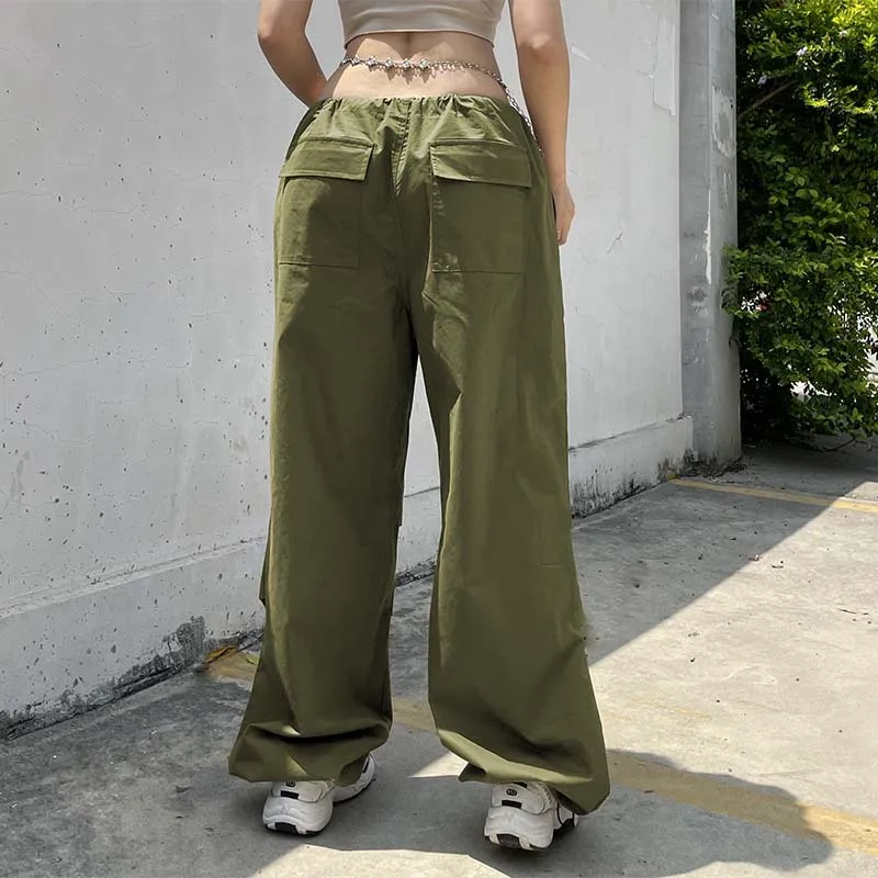 Pantalones Cargo holgados de cintura baja para mujer, pantalón holgado de pierna ancha, Estilo Vintage, Y2K - imagen 3